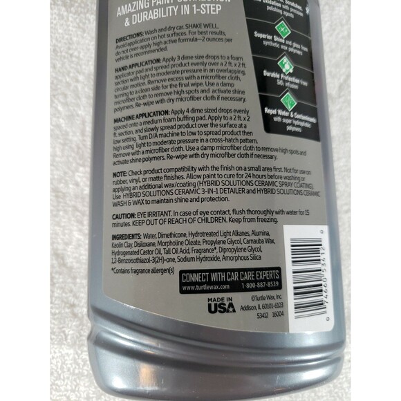 Turtle Wax Hybrid Solutions CERAMIC Polish & Wax NEW Sealed - Picture 5 of 6